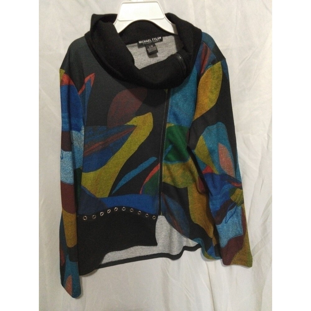 michael tyler womens Full Zip Long Sleeve Shirt Artsy Y2k Size L